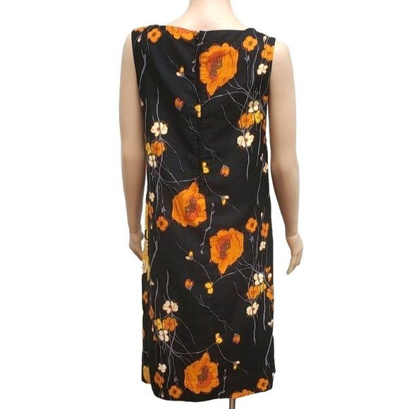 Vintage Black Shift Dress Big Print Snyder Craft California Women Size 6 8 - Picture 3 of 10